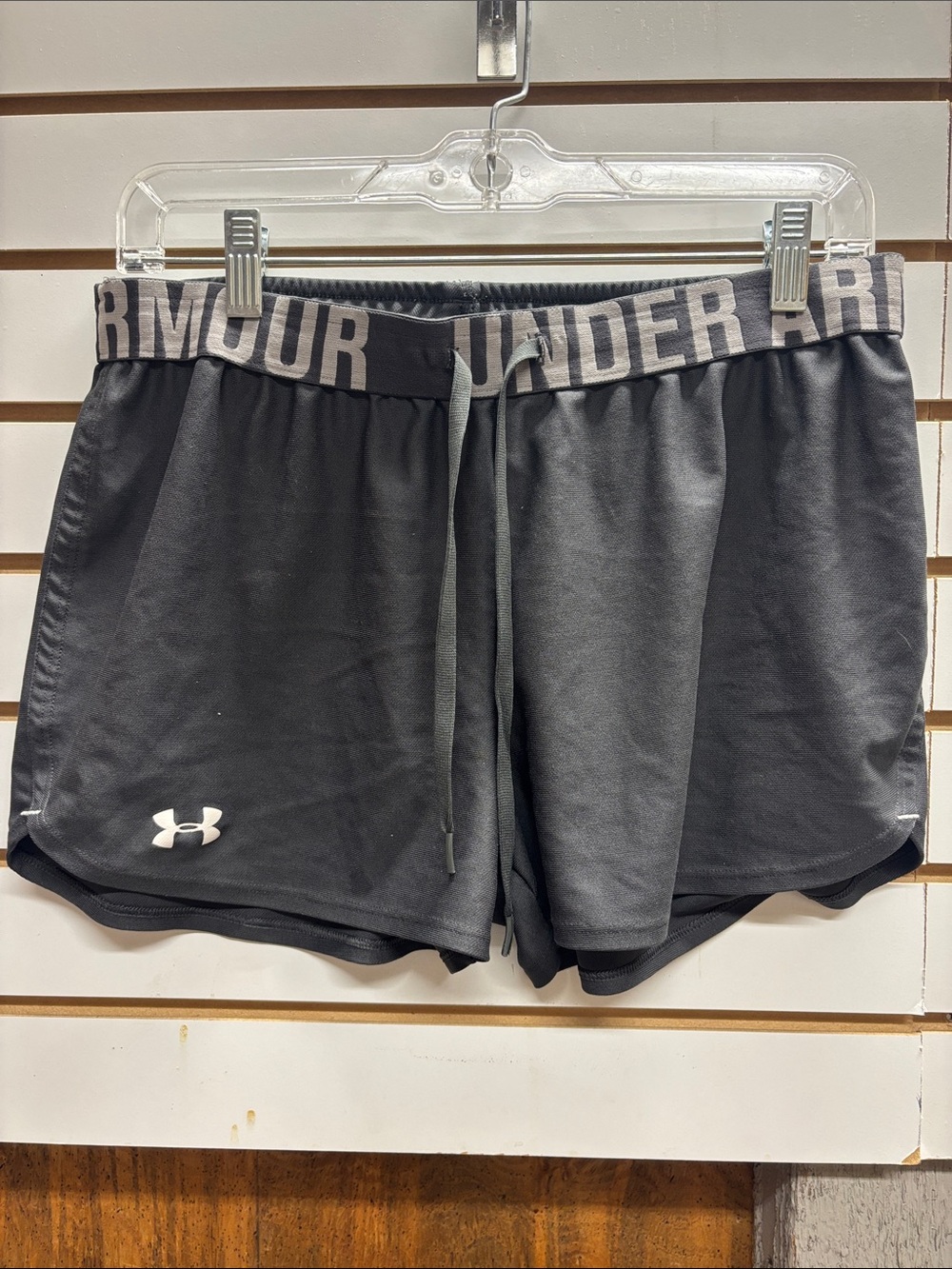 Under Armour Women’s Gray and Black Logo Athletic Shorts